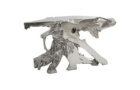 Sable Cast Root Console Table, Silver Leaf