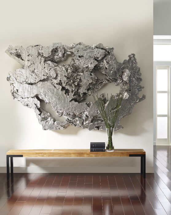 Burled Root Wall Art Large, Silver Leaf