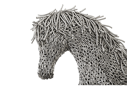 Horse Pipe Sculpture, Walking Stainless Steel