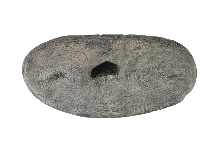 Cast Organic River Stone Coffee Table Resin, Faux Gray Stone
