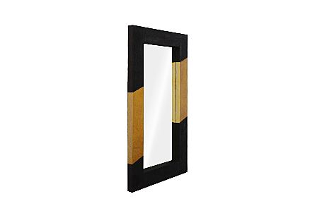 Scorched Mirror, Rectangle Black and Gold Leaf