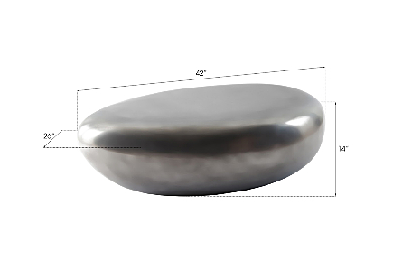 River Stone Coffee Table, Polished Aluminum, Small