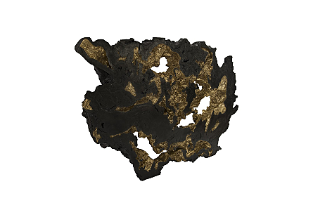 Burled Root Wall Art Large, Black and Gold Leaf