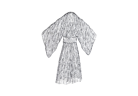 Kimono Woman Sculpture Metal, Silver/Black