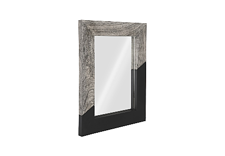 Geometry Wood Mirror Gray Stone, Black