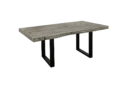 Origins Dining Table Straight Edge, Gray Stone, Satin Black Legs