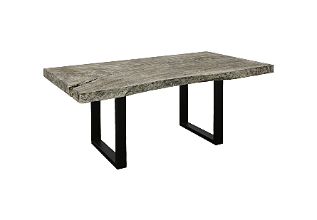Origins Dining Table Straight Edge, Gray Stone, Satin Black Legs